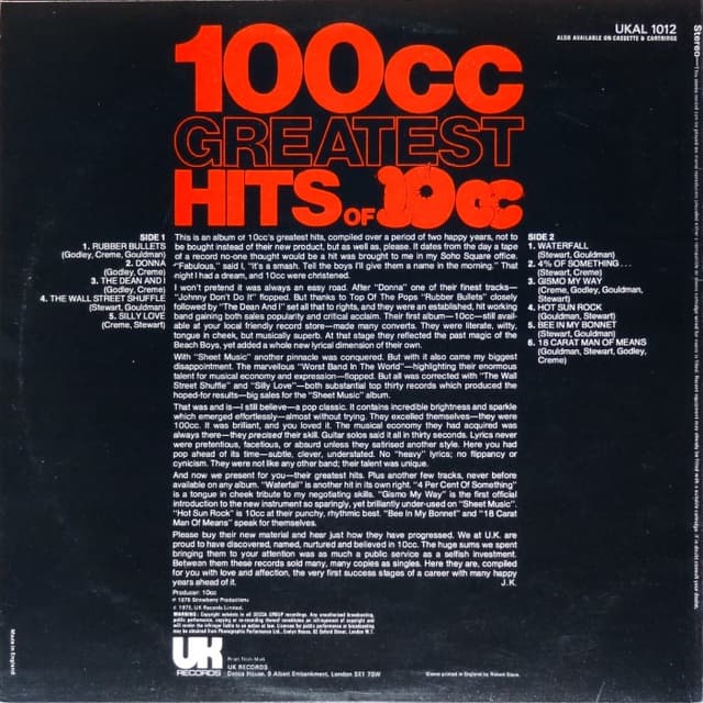 100cc: Greatest Hits of 10cc cover