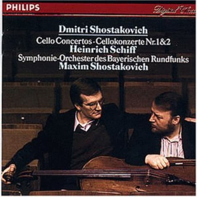 Cello Concertos Nos. 1, 2 (Symphonie-Orchester des Bayerischen Rundfunks feat. conductor: Maxim Shostakovich, cello: Heinrich Schiff) cover