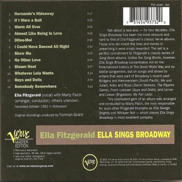 Ella Sings Broadway cover