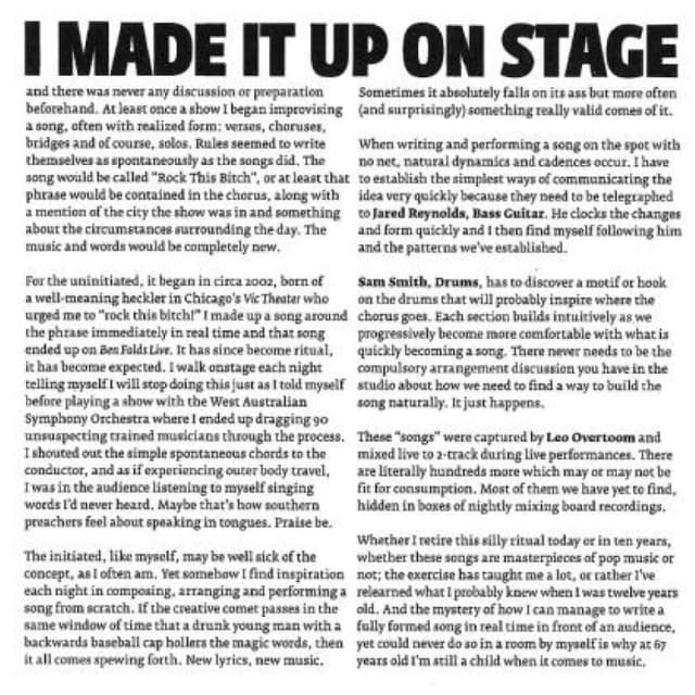 I Made It Up on Stage cover