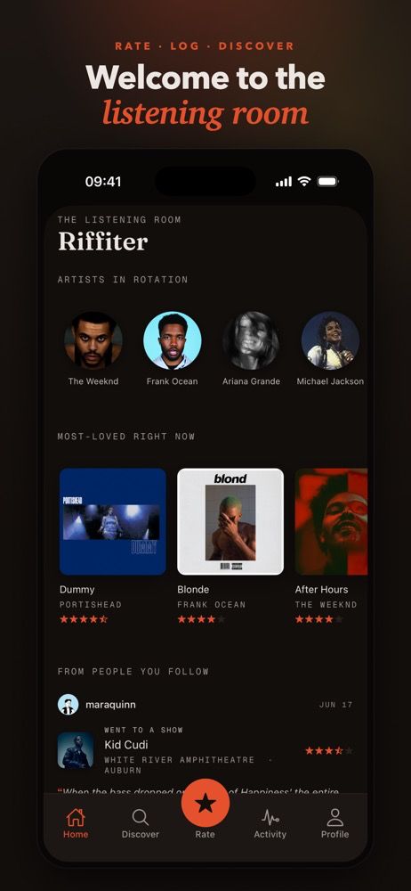 Riffiter home screen on iPhone.